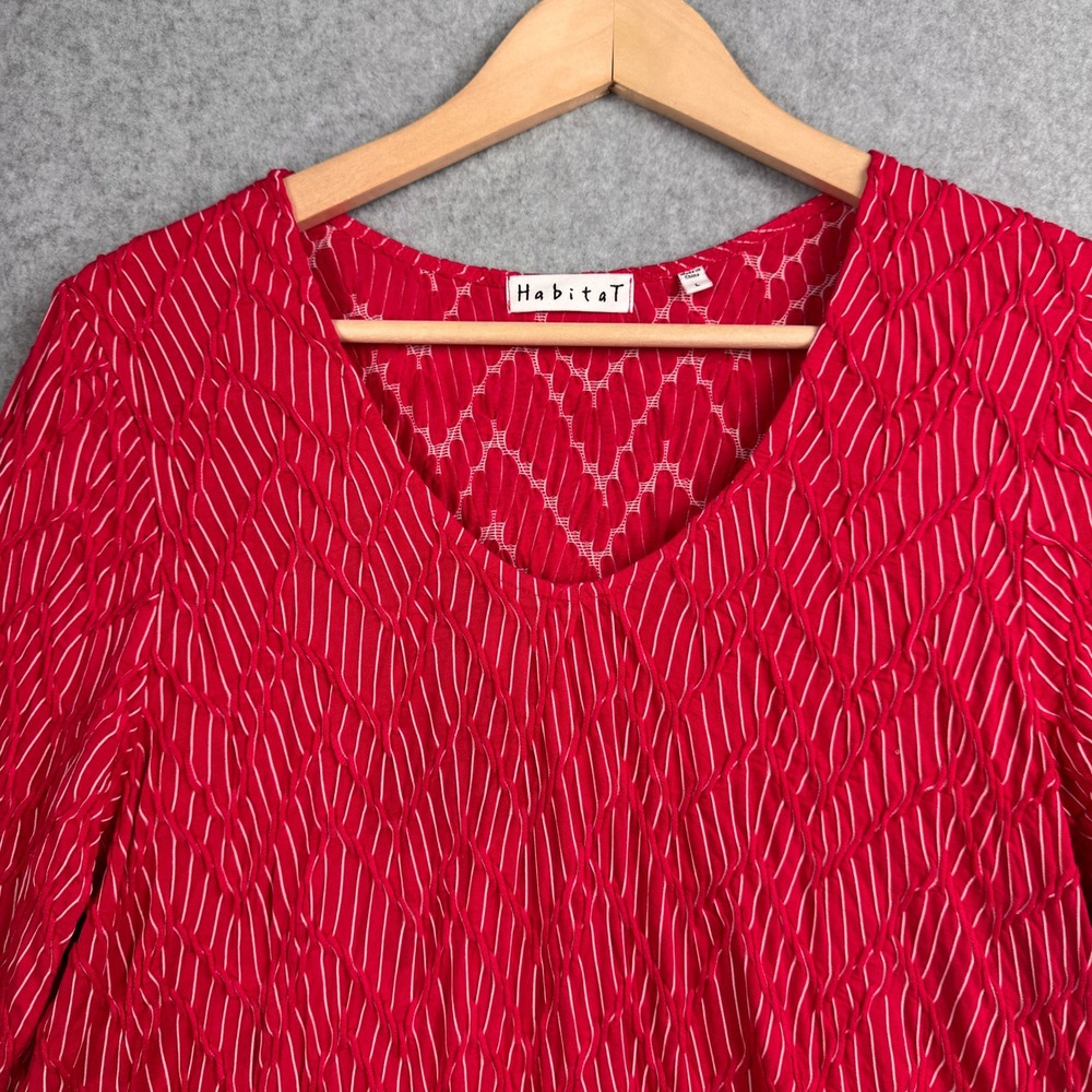 Habitat Tunic Womens Large Pink Textured VNeck Asymmetrical Artsy Lagenlook Boho - Picture 4 of 8